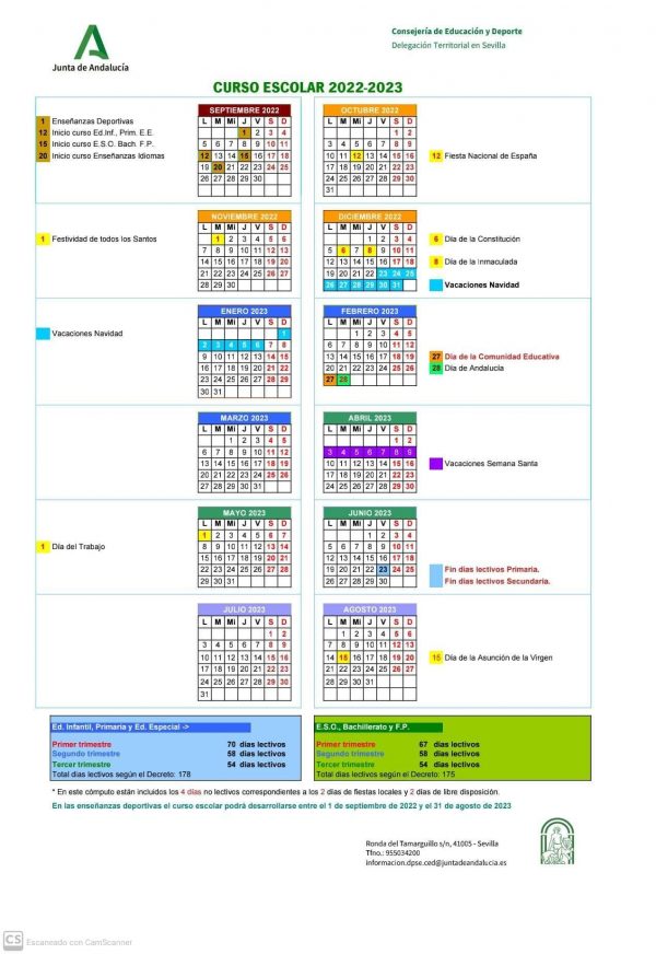 Calendario escolar 2022-23.
